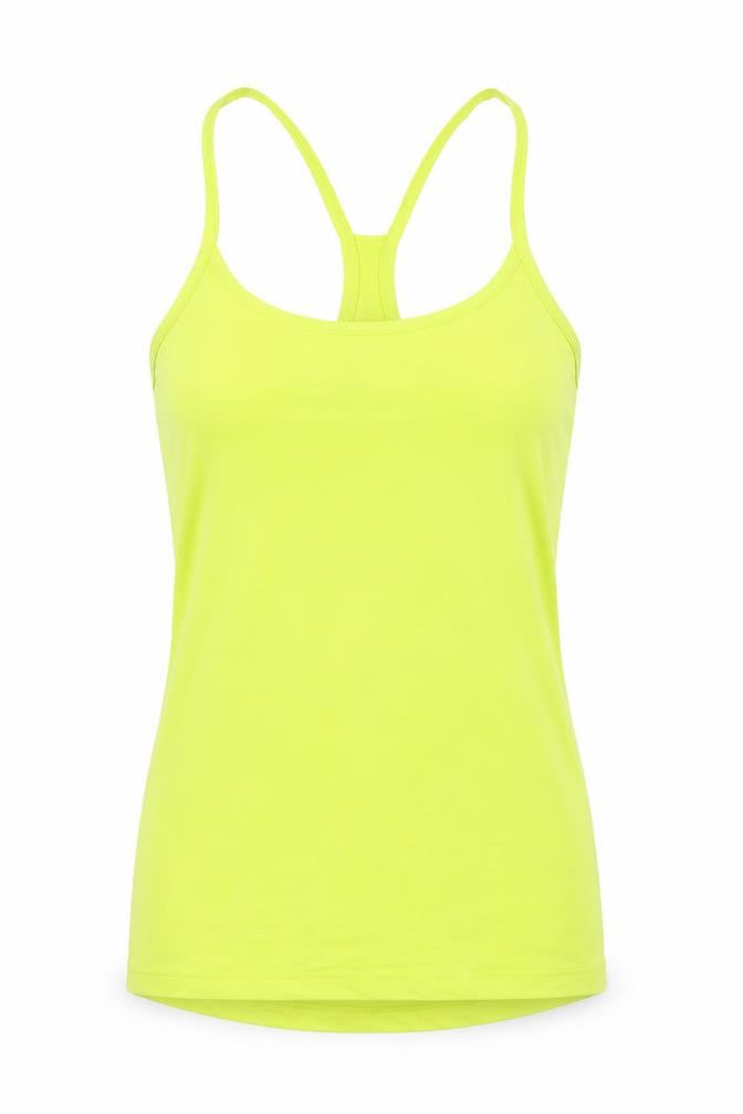 Front view of Marks & Spencer women’s green polyester basic tank, size UK 8, scoop neck - racerback