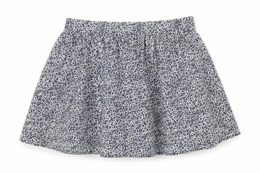 Front view of Marks & Spencer women’s blue floral cotton skater skirt, size UK 16