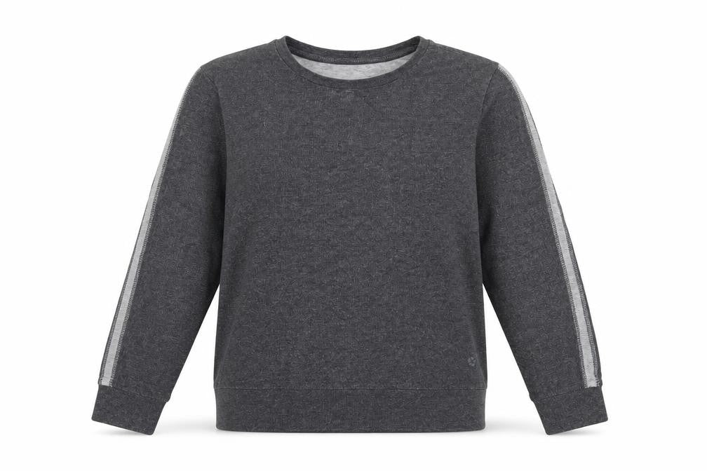 Front view of M Life women’s grey cotton pullover sweatshirt, size S, pullover