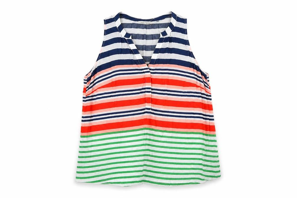 Holly & Whyte Womens Multicoloured Striped Viscose Basic Tank Size 12 V-Neck