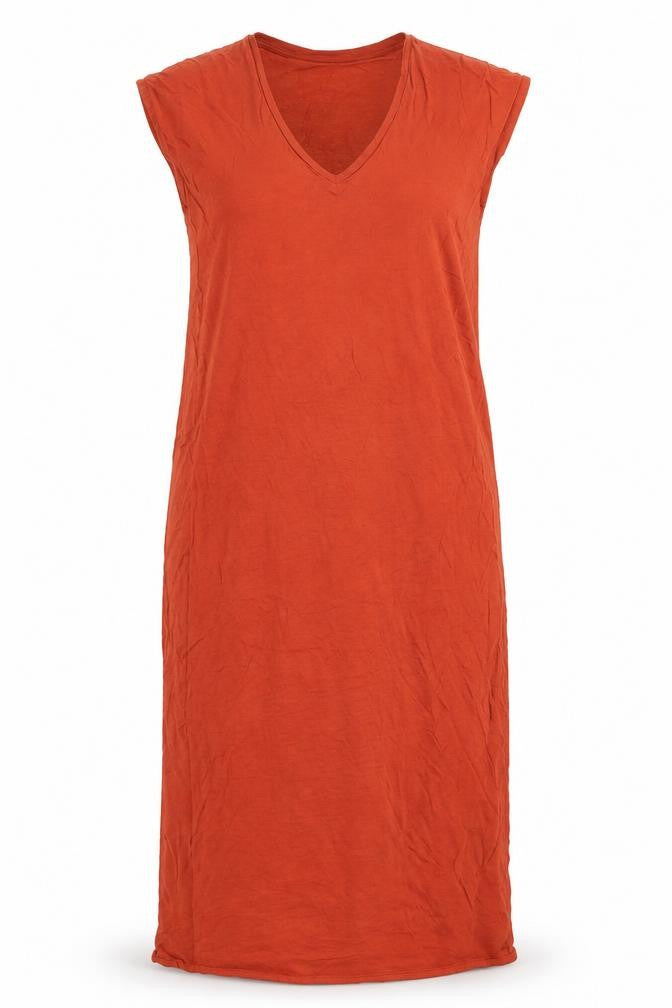 Marks and Spencer Womens Orange Viscose T-Shirt Dress Size S V-Neck Pullover