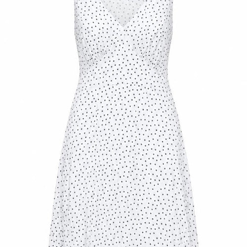Pieces Womens Blue Polka Dot Viscose A-Line Size XS V-Neck Zip