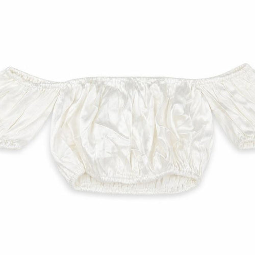 Zara Womens White Viscose Cropped Blouse Size M Off the Shoulder - Bardot