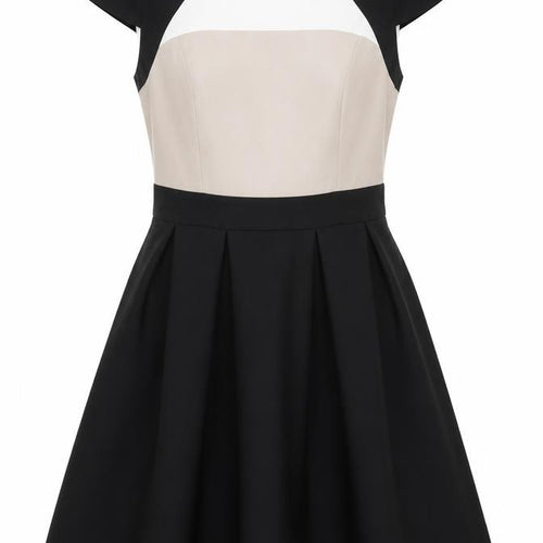 Dorothy Perkins Womens Multicoloured Colourblock Polyester Fit & Flare Size 12 Square Neck Zip