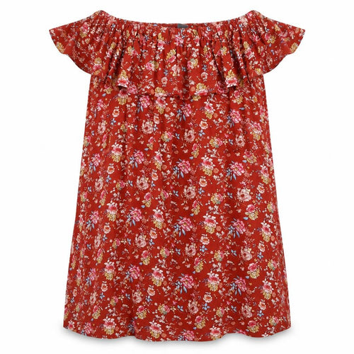 Primark Womens Brown Floral Viscose Trapeze & Swing Size 10 Off the Shoulder Pullover