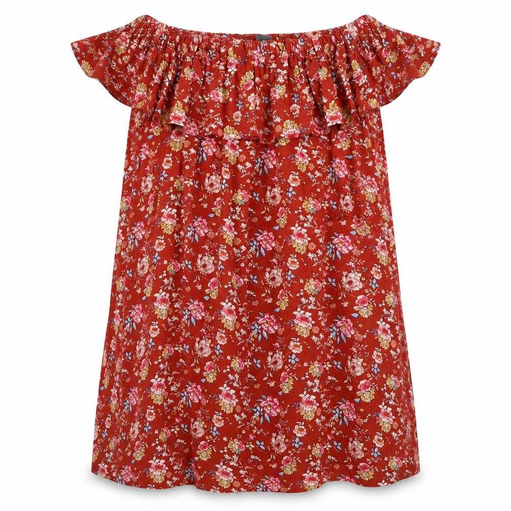 Primark Womens Brown Floral Viscose Trapeze & Swing Size 10 Off the Shoulder Pullover