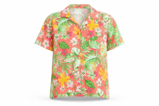 ERIKA Mens Multicoloured Floral Cotton Button-Up Size S Collared Button