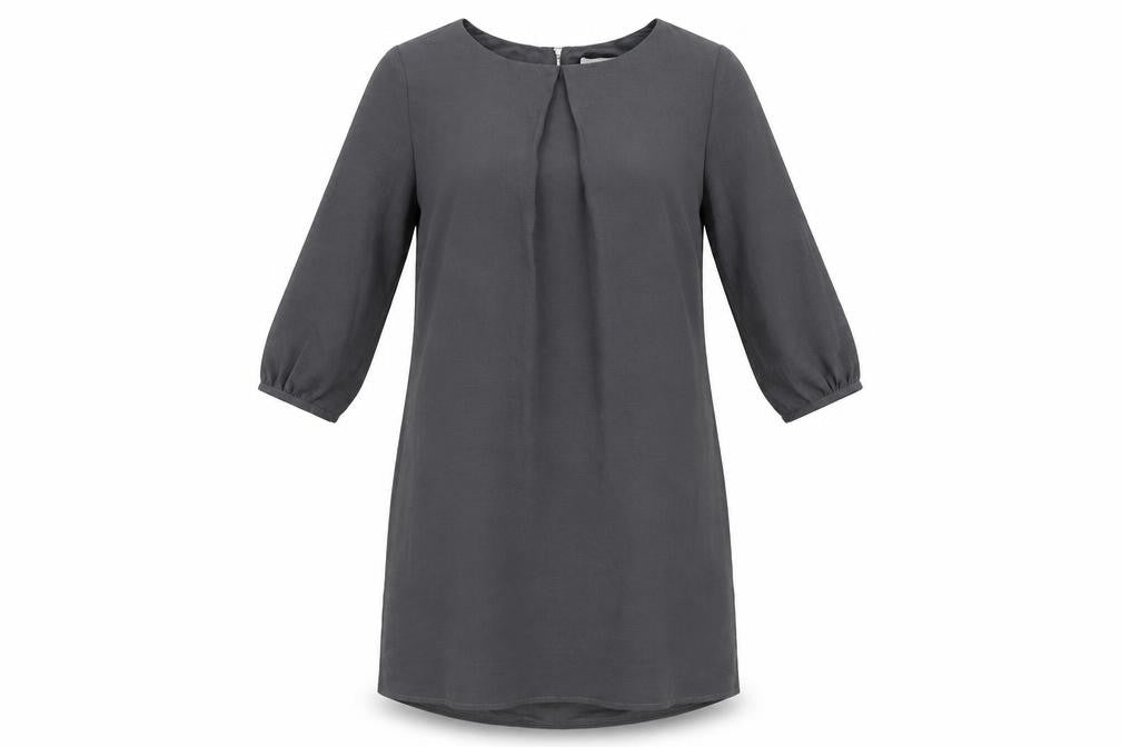Front view of H&M women’s grey polyester a-line, size UK 10, round neck zip