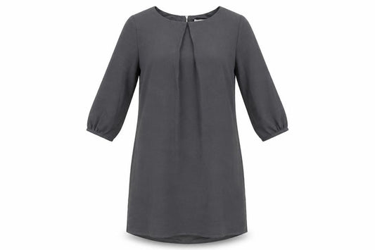 Front view of H&M women’s grey polyester a-line, size UK 10, round neck zip