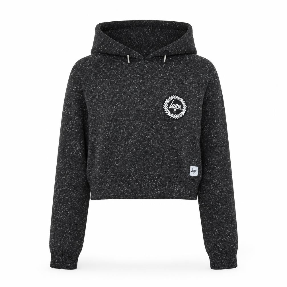 Front view of Hype women’s grey cotton pullover hoodie, size S, pullover
