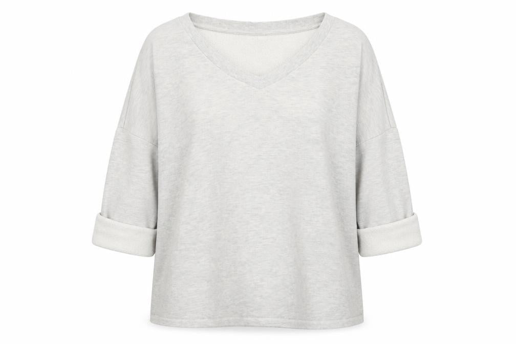 Front view of Noisy May women’s grey cotton pullover sweatshirt, size L, pullover