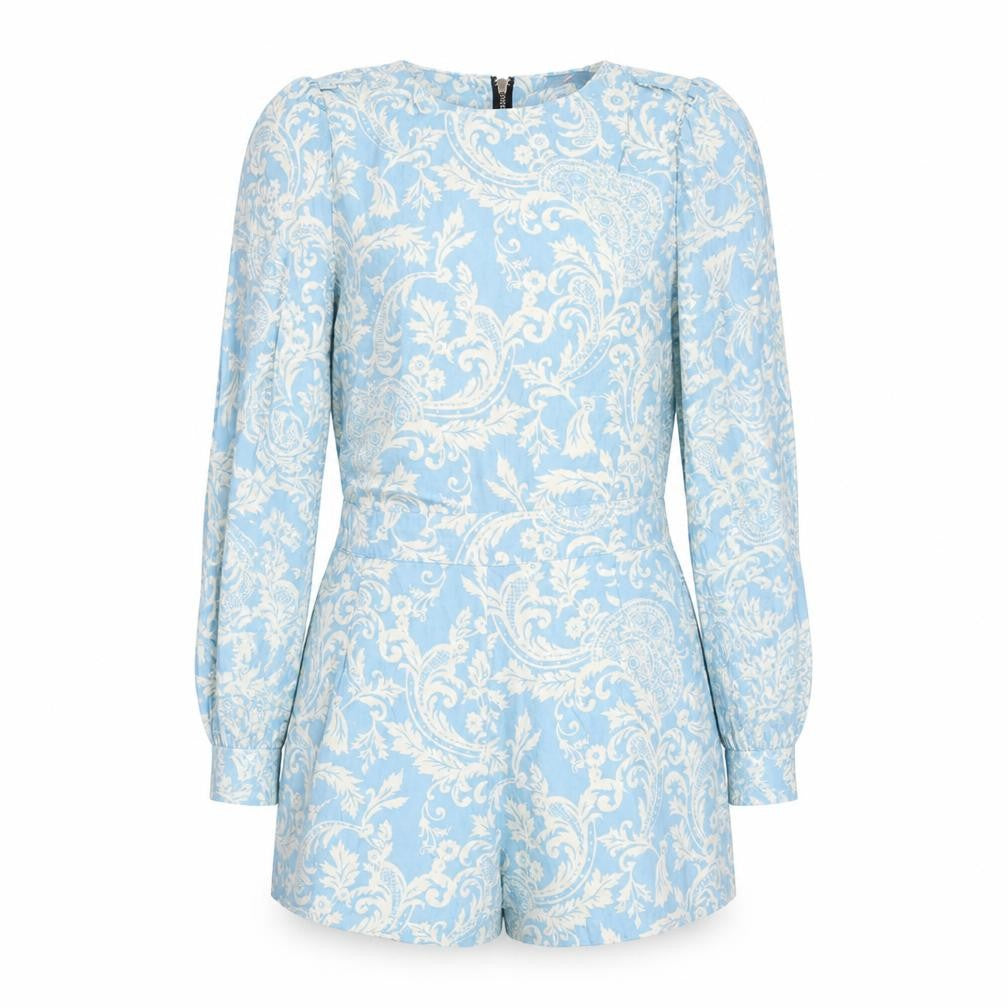 Motel Womens Blue Paisley Viscose Playsuit One-Piece Size M Zip