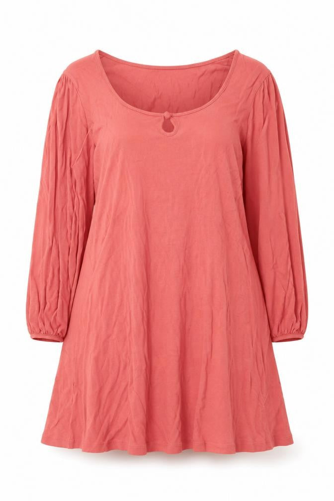 Front view of Marks & Spencer women’s pink viscose basic t-shirt, size UK 16, scoop neck