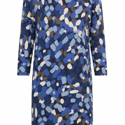 CC Womens Blue Geometric Cotton Jumper Dress Size M Round Neck Pullover