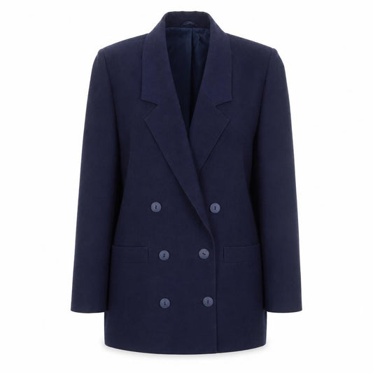 Front view of OPUS women’s blue cotton jacket blazer, size UK 10