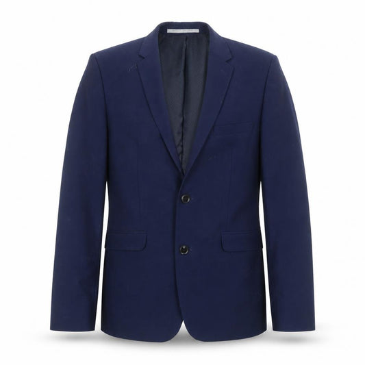 Front view of Burton men’s blue polyester jacket blazer, size S, regular