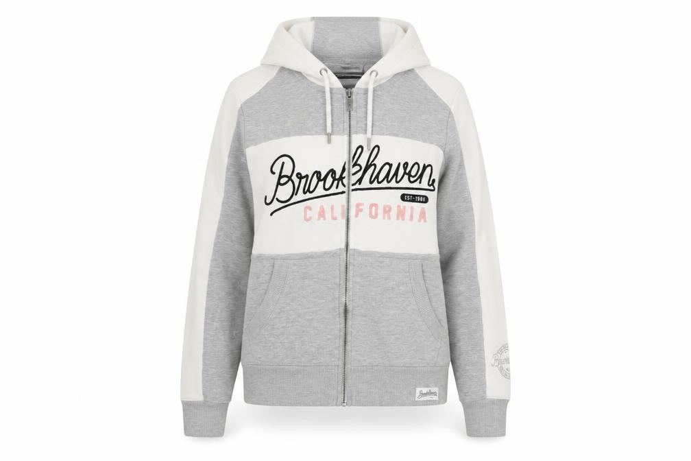 Front view of Brookhaven women’s grey polyester full zip hoodie, size UK 10, zip - brooklyn