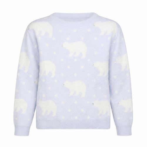 New Look Womens Blue Round Neck Geometric Acrylic Pullover Jumper Size 6 - Polar Bear