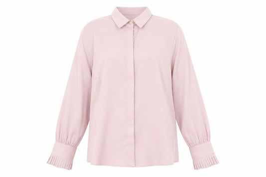 Front view of Very women’s pink polyester basic button-up, size UK 14, v-neck