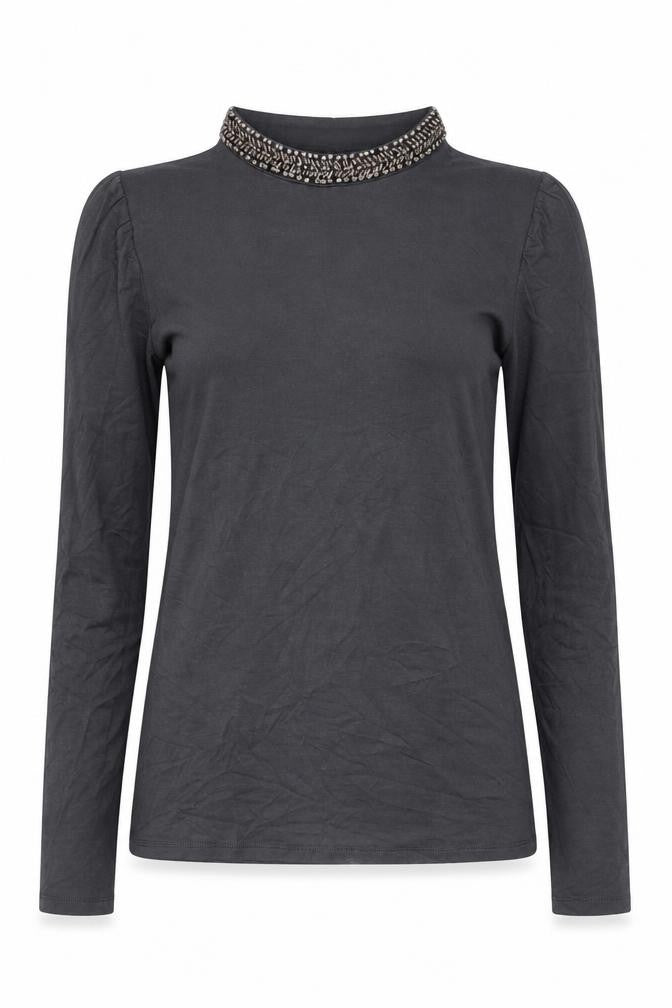 Oasis Womens Grey Viscose Basic Blouse Size XS Round Neck