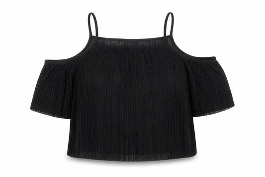 Front view of Topshop women’s black polyester basic blouse, size UK 12, square neck