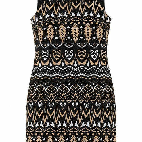 Monsoon Womens Black Geometric Polyester Pencil Dress One Size Round Neck Zip