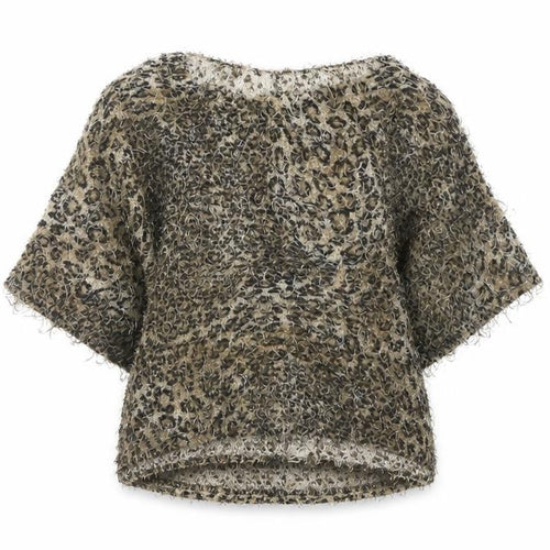 Miss Selfridge Womens Brown Boat Neck Animal Print Polyester Pullover Jumper Size 8 - Leopard print