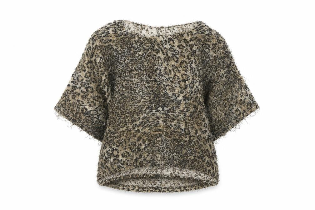 Miss Selfridge Womens Brown Boat Neck Animal Print Polyester Pullover Jumper Size 8 - Leopard print