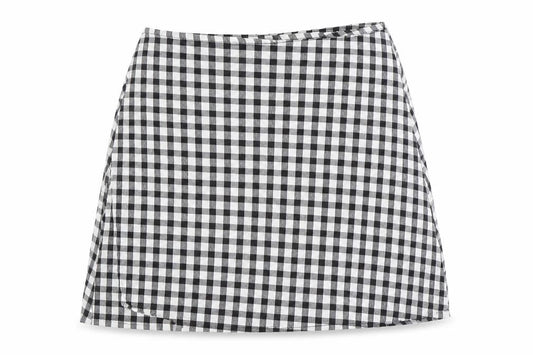 Primark Girls Black Check Polyester Wrap Skirt Size 8-9 Years Regular