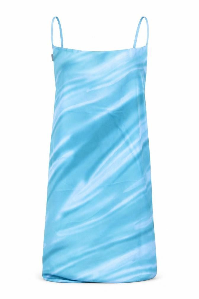 Preworn Womens Blue Tie Dye Polyester Wrap Dress One Size Square Neck