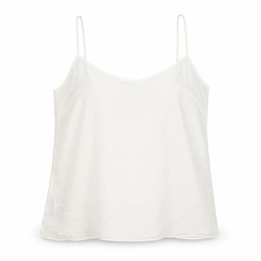 Front view of Next women’s white polyester basic tank, size UK 12, v-neck