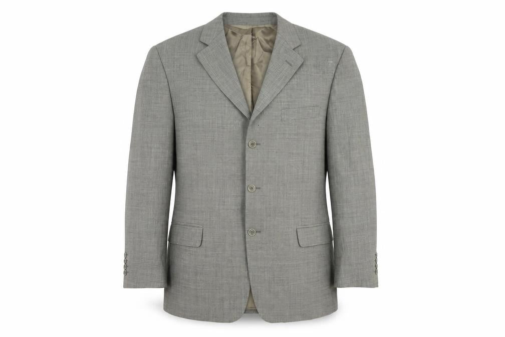 Front view of Marks & Spencer men’s grey wool jacket blazer, size M, regular