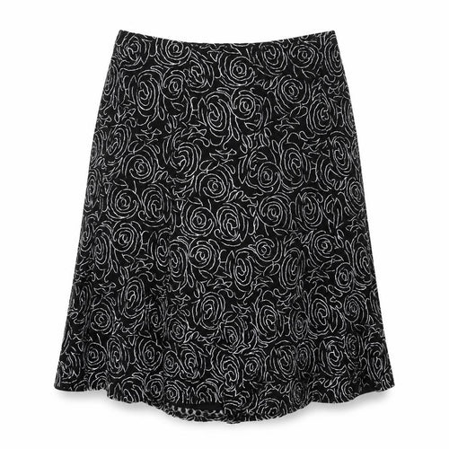 Ann Harvey Womens Black Floral Nylon Swing Skirt Size L