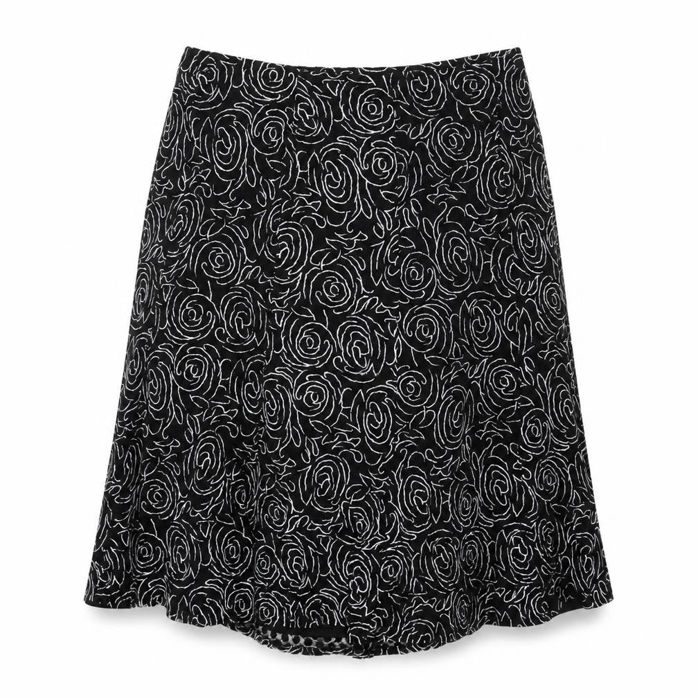 Ann Harvey Womens Black Floral Nylon Swing Skirt Size L