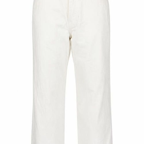 Preworn Womens Ivory Cotton Trousers Size 34 in L30 in Regular Button