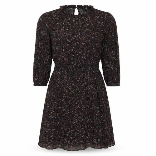New Look Womens Black Geometric Viscose Fit & Flare Size 10 Round Neck Button