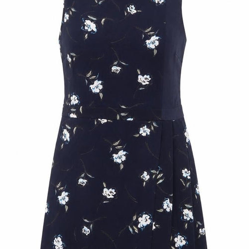 Stella Morgan Womens Blue Floral Polyester A-Line Size 14 Round Neck Zip