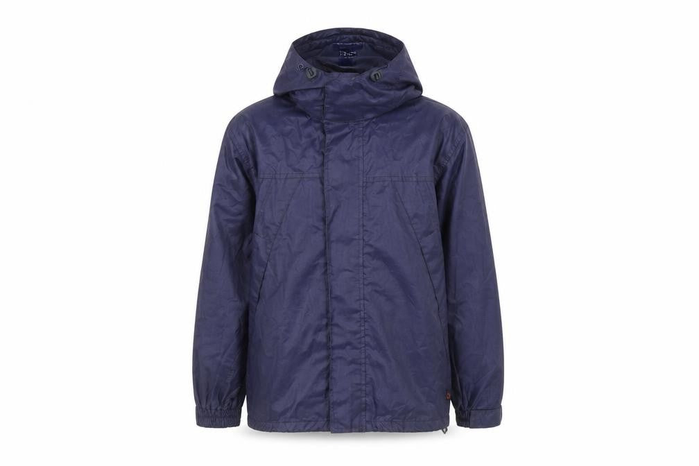 Front view of Tri-Balance boys’ blue windbreaker jacket, size 7-8, years zip