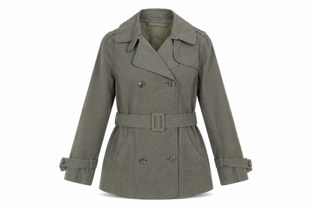 Papaya Womens Brown Trench Coat Coat Size 12 Buckle