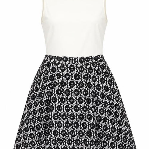 Miss Selfridge Womens Black Floral Polyester Fit & Flare Size 8 Round Neck Button