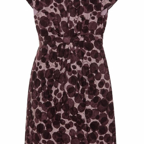 Great Plain Womens Purple Geometric Viscose A-Line Size L Scoop Neck Zip