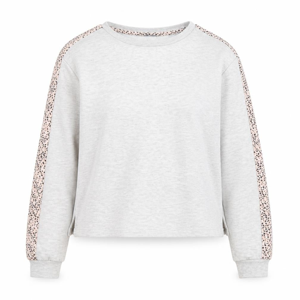 Front view of New Look women’s grey cotton pullover sweatshirt, size UK 8, pullover