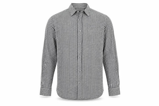 French Connection Mens Black Check Cotton Button-Up Size L Collared Button