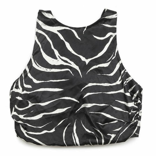 Zara Womens Black Animal Print Viscose Basic Tank Size M Round Neck - Zebra Print