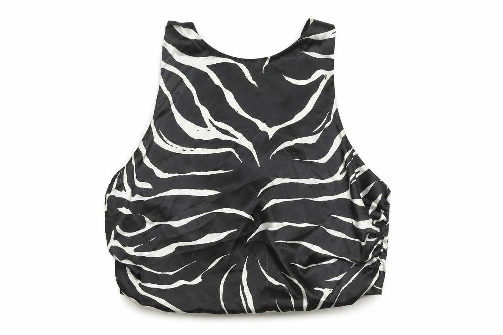 Zara Womens Black Animal Print Viscose Basic Tank Size M Round Neck - Zebra Print
