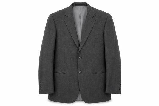 Front view of Marks & Spencer men’s grey polyester jacket blazer, size 40, regular