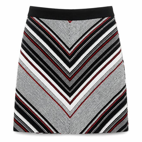 Warehouse Womens Grey Geometric Cotton Straight & Pencil Skirt Size 8 Zip