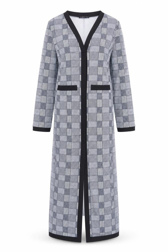 CBR Womens Black Check Polyester Maxi Size M V-Neck Pullover