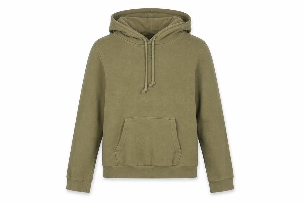 Front view of H&M women’s green cotton pullover hoodie, size XS, pullover
