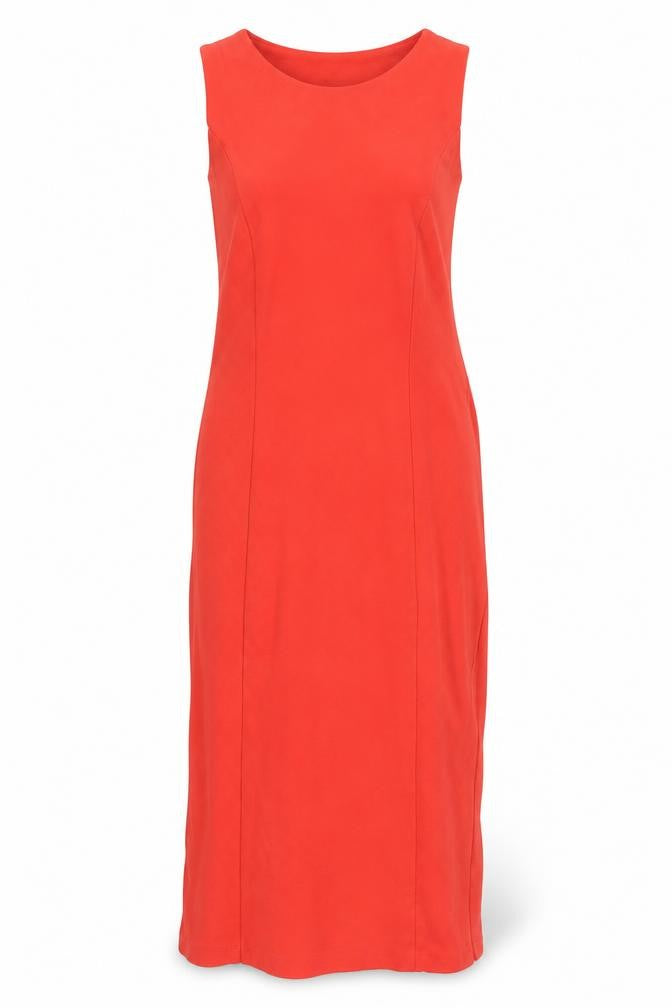 Front view of ASOS women’s red viscose a-line, size UK 10, round neck pullover